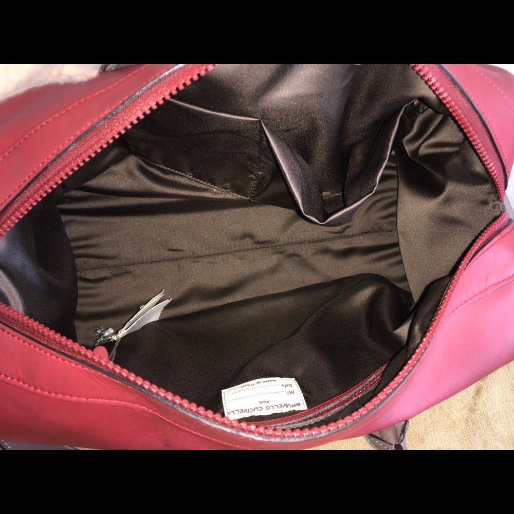 BRUNELLO CUCINELLI Red Taupe Leather Duffel Bag - Picture 5 of 8